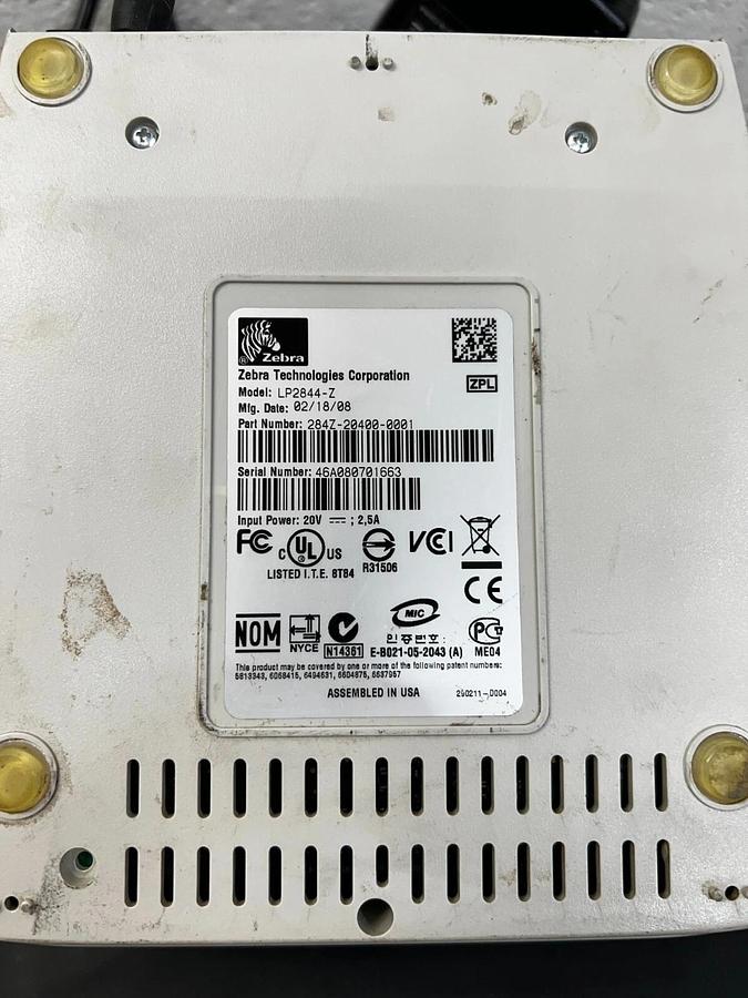 Used Zebra Technologies LP2844-Z Barcode Label Printer