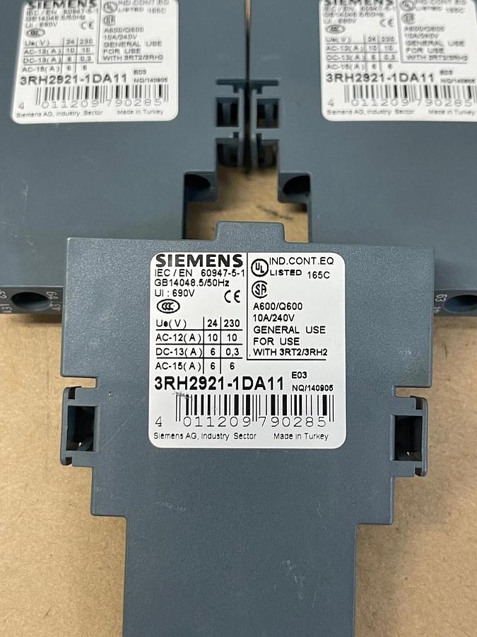 Used Siemens 3RH2921-1DA11 Auxiliary Switch Block - Lot of 3