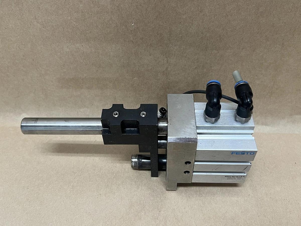 Used Festo ADVC-40-10-I-P-A Pneumatic Cylinder w/ Guided Thruster