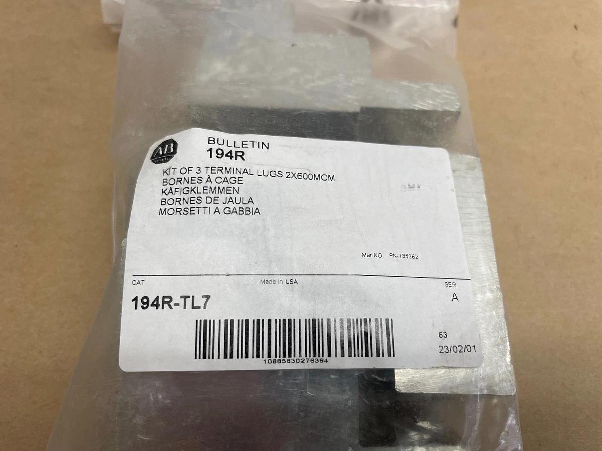Used Allen Bradley 194R-TL7 Series A Kit of 3 Terminal Lugs 2x600MCM *FACTORY SEALED*