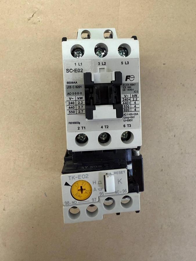 Used Fuji Electric SC-E02 Magnetic Contactor, with TK-E02 Overload Relay