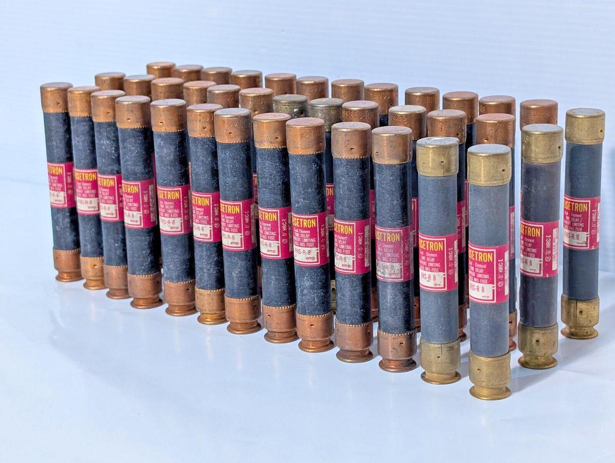 Used Bussman Fusetron FRS-R-8 Fuse, Dual Element Time Delay, Class RK5 (LOT of 8)