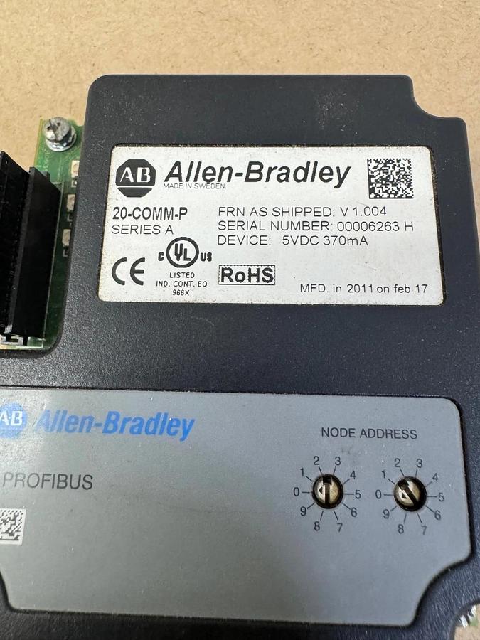 Used Allen Bradley 20-COMM-P Ser A PowerFlex PROFIBUS Communication Adapter