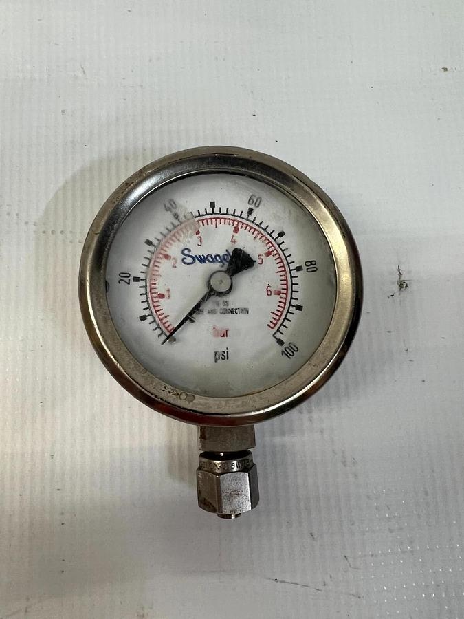 Used Swagelok 316SS Pressure Gauge Tube and Connection