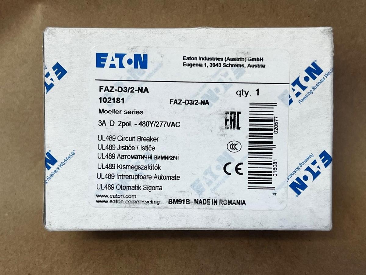 Used Eaton FAZ-D3/2-NA Circuit Breaker 3A, 2 Pole