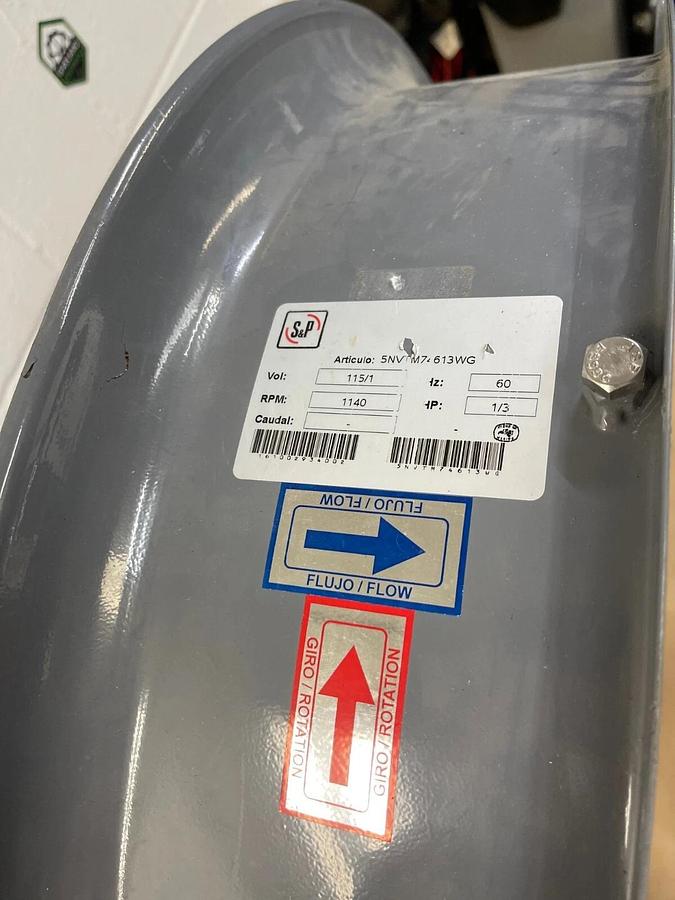 Used Soler and Palau 5NVTM74613WG, VT Series Tublar Fan 1/3HP, 1140RPM Electric Motor