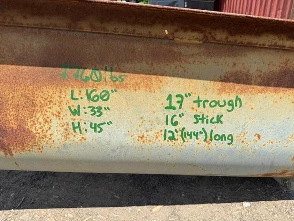 Used Industrial Screw Conveyor 16” Stick, 12’ L, 17” Trough 15Hp Motor 9.23:1 Gearbox