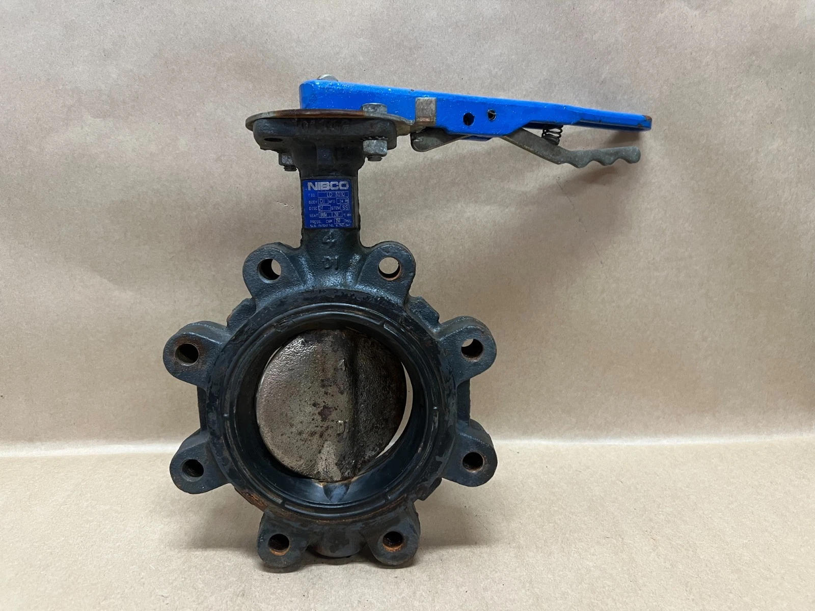 Used Nibco LD 3010 DI Body, SS Butterfly Valve, 4"