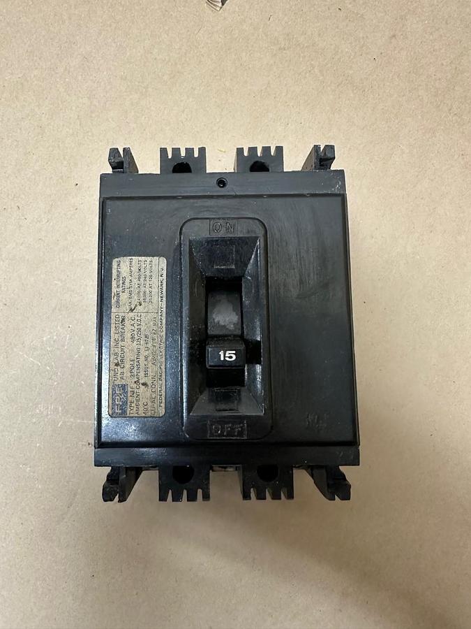 Used Federal Pacific NEF 15A 3 Pole Circuit Breaker
