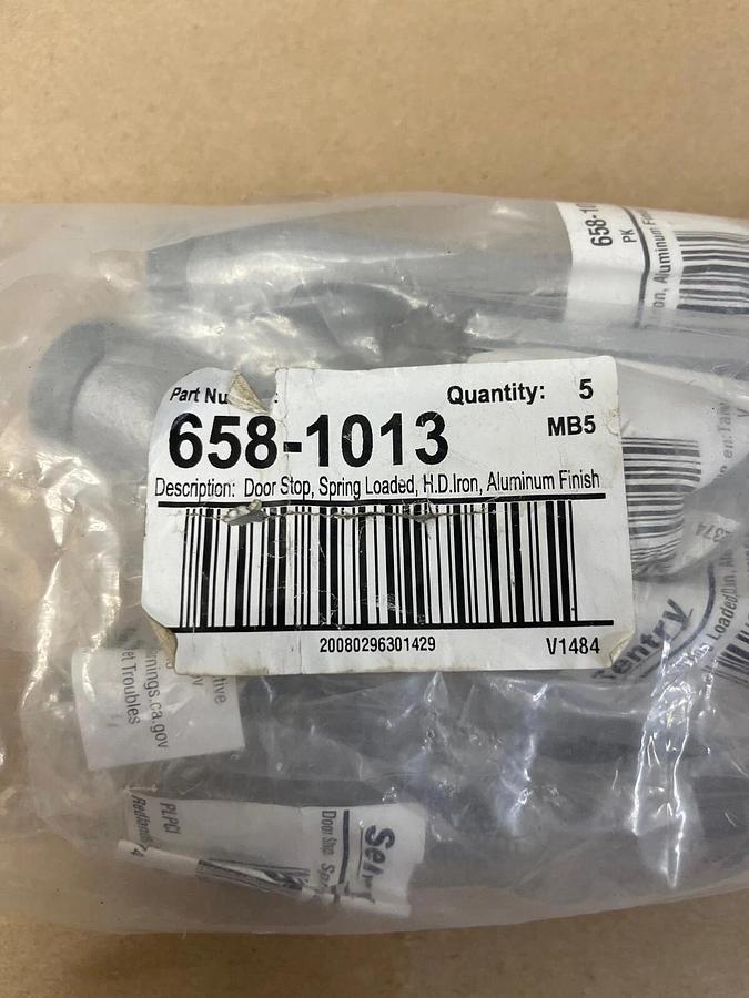 Used Sentry 658-1013 Spring Loaded, Door Stop, Aluminum Finish - Lot of 5