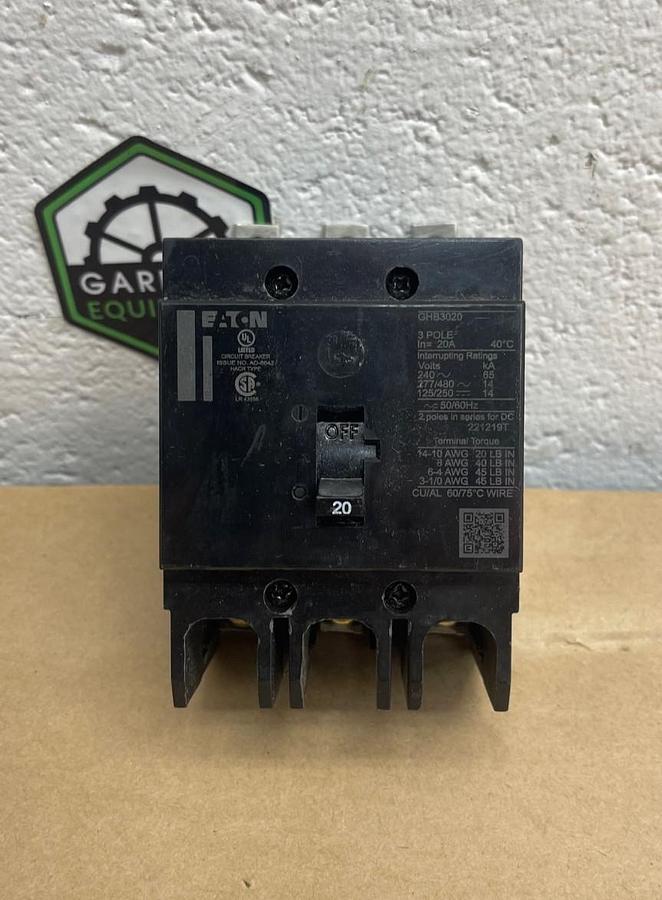 Used Eaton GHB3020 Bolt On Circuit Breaker, 3 Pole, 20Amp *NEW*
