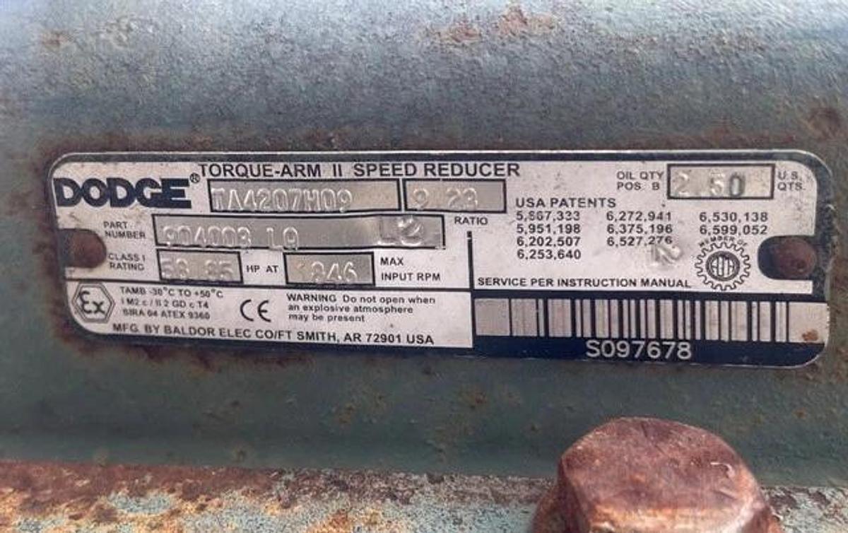 Used Dodge TA4207H9 Speed Reducer, Ratio 9.23:1 w/ North American Elec 25HP, 1760 RPM