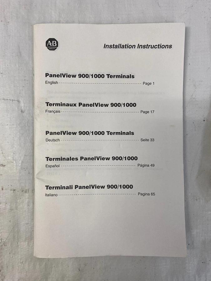Allen Bradley 2711-T10C1 PanelView 1000 Series B w/ Manual and Mounting Brackets