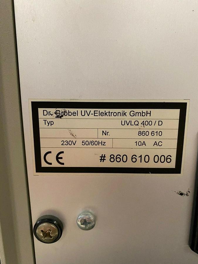 Used Dr. Grobel UV-Elektronick GmbH UVLQ 400/D UV Light Source, Spot Curing System