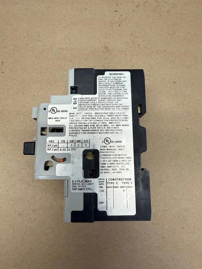 Used Allen-Bradley 140M-C2E-B63 Circuit Breaker, Series C