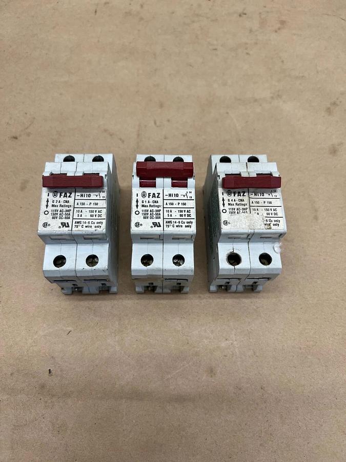 Used Klockner-Moeller FAZ-Hi10 Circuit Breaker - Lot of 3