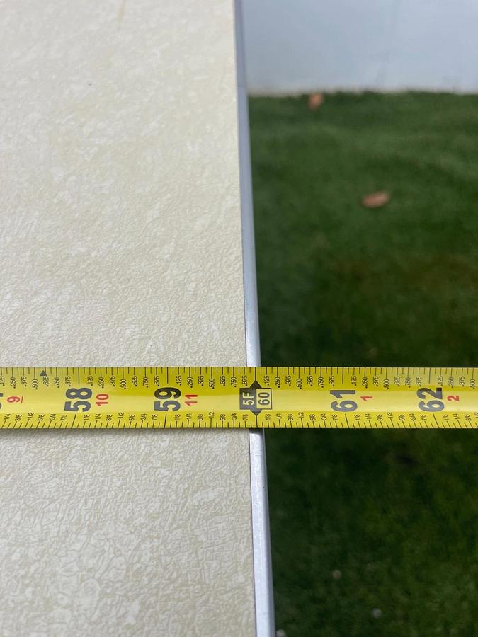 Used Vintage Tank Desk, 5 Drawer, Beige Frame, Metal, Top Length: 60”, Top Width: 30”