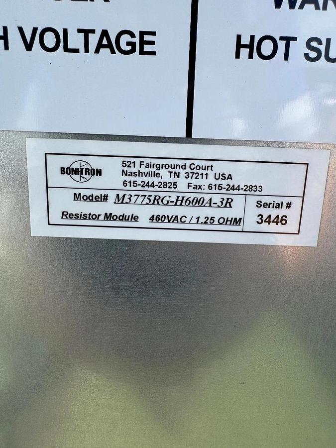 Used Bonitron M3775RK-H600A-3R Dynamic Breaking Resistor, 1.25 OHMS, 460 VAC, 64000 W