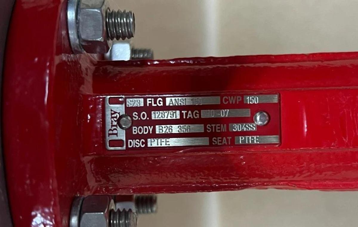 Used Bray 90-0920-21320-015 Pneumatic Actuator, Limit Switch, 3" Butterfly Valve