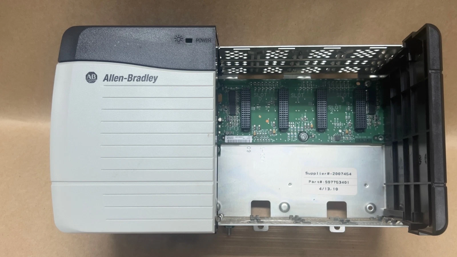 Used Allen Bradley 1756-PA72 Ser C Power Supply with 1756–A4 Ser B 4 Slot Chassis