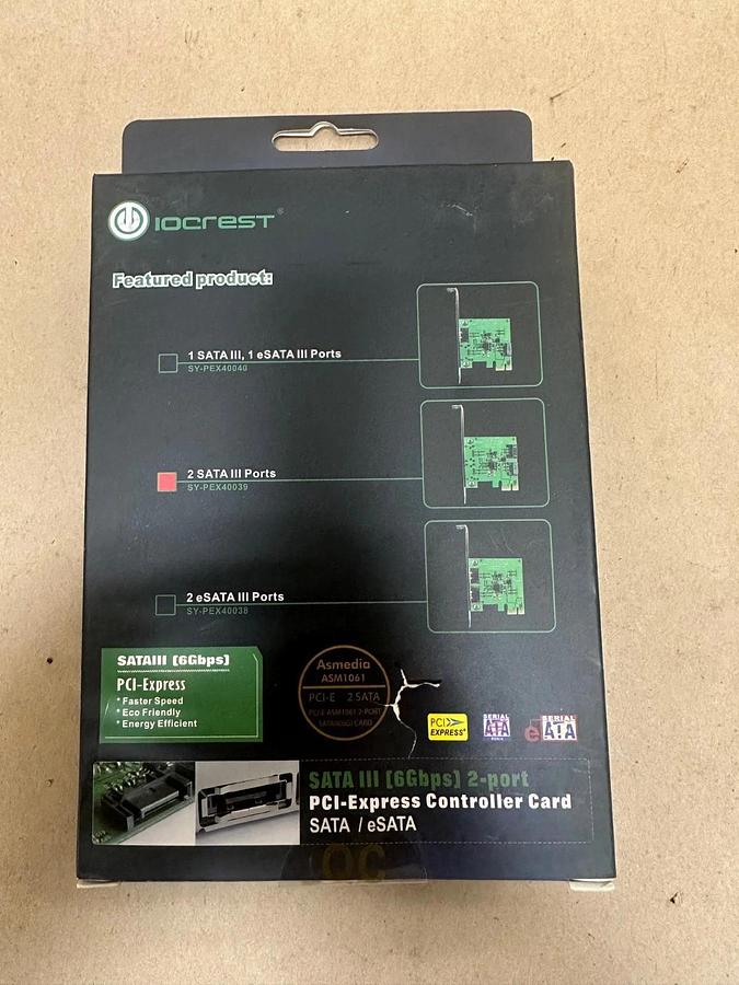 Used IOCREST SY-PEX40039 PCI-Express 2-Port SATA 3 Controller Card *NEW*