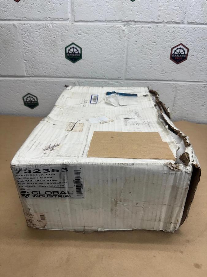 Used Global Industrial 732353 Super Duty Trash Bags 35” x 28” x 70”, 95 Gallon, Clear