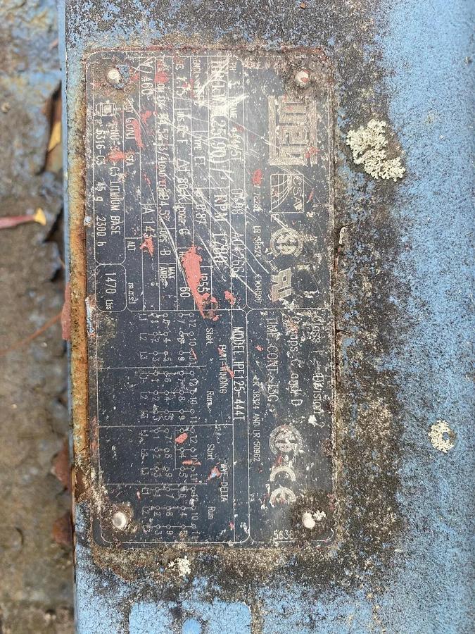 Used Weg IPE125-444T Motor, 125 HP, 1780 RPM, 460 Volt, 3 Phase