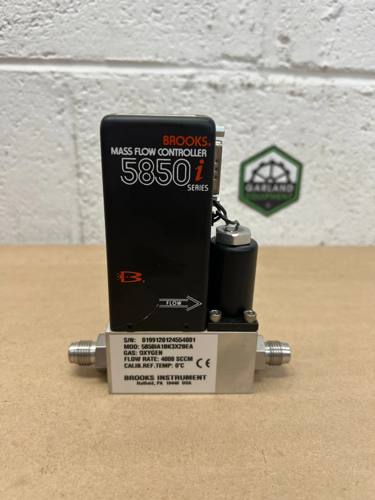Used Brooks 5850i Mass Flow Controller, 4,000 SCCM, Oxygen, MOD: 5850IA1BK3X2BEA