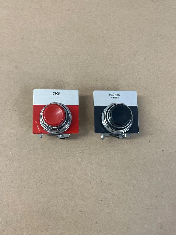 Used Cutler Hammer 10250T/91000T Black and Red Push Buttons - Lot of 2