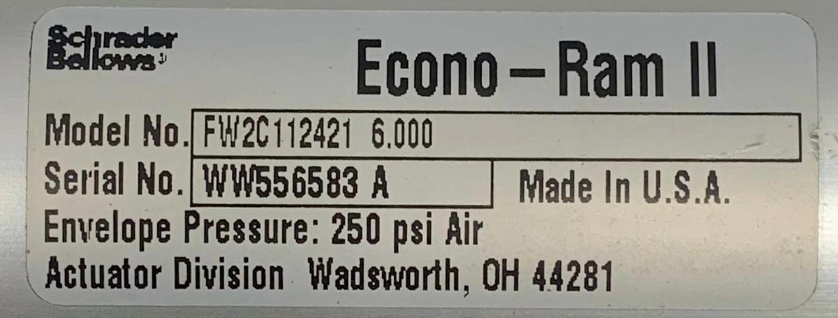Used Schrader Bellows FW2C112421 6.000 » Pneumatic Cylinder Econo-Ram II