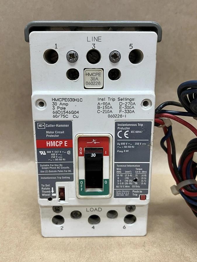Used Cutler-Hammer HMCPE030H1C 30A, 3 Pole, Motor Circuit Protector