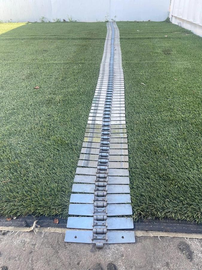 Used Rexnord SS881 BC 82 Stainless Steel Side Flexing Tabletop Chain L:185” W:7.5"