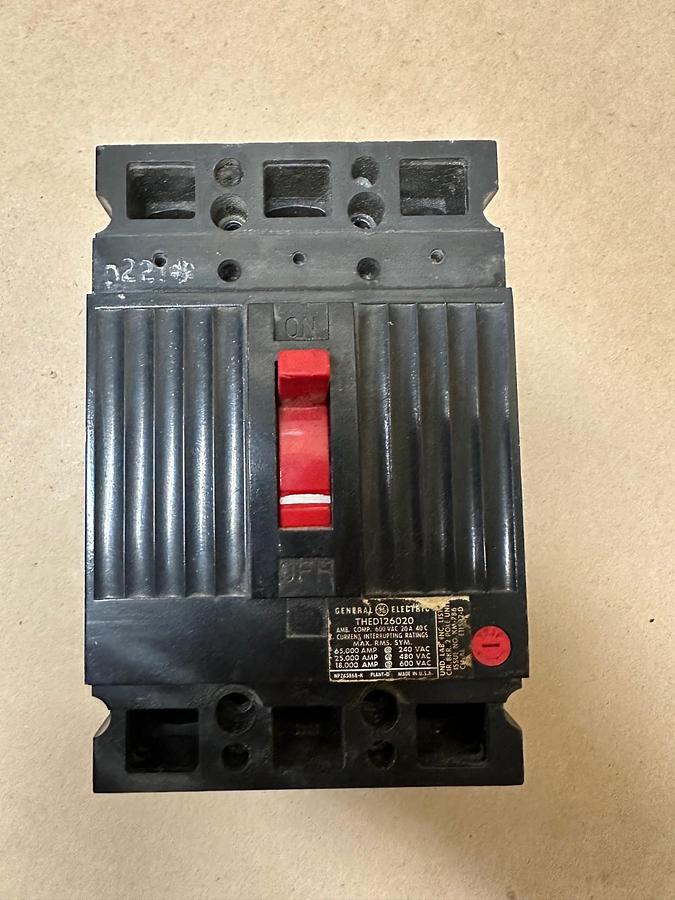 Used General Electric THED126020 20A 3 Pole Circuit Breaker