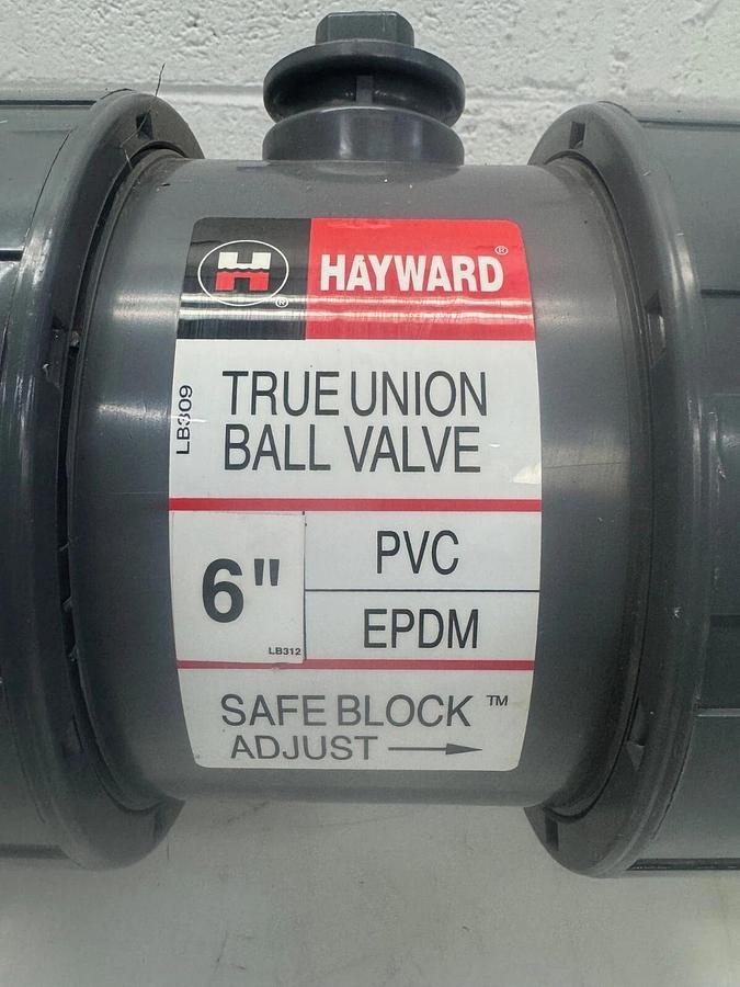 Used Hayward True Union Ball Valve 6” PVC, EDPM