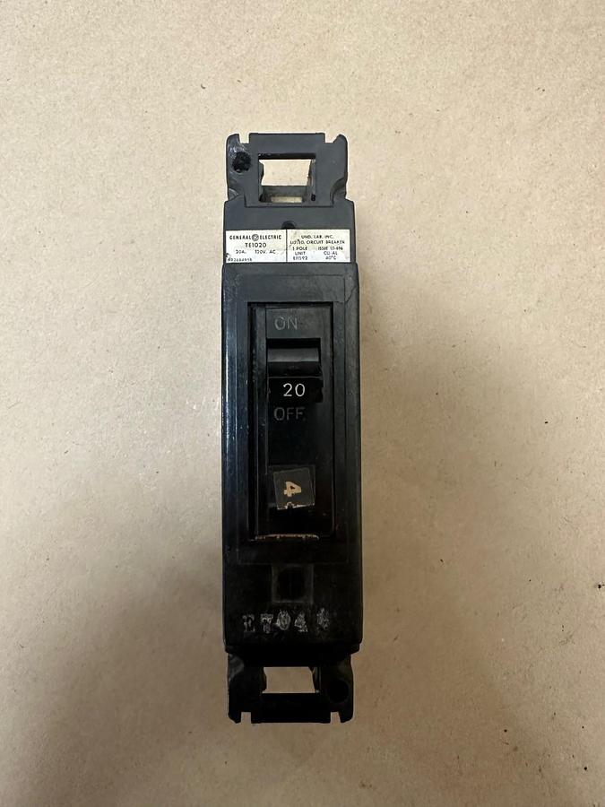 Used General Electric TE1020 20A 1 Pole Circuit Breaker