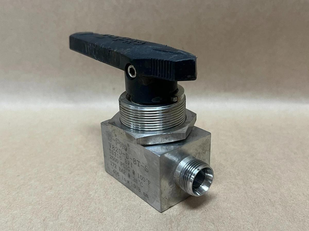 Used DK-LOK V82D-D-8T-S 2500 PSIG D-Pro 2 Way Ball Valve