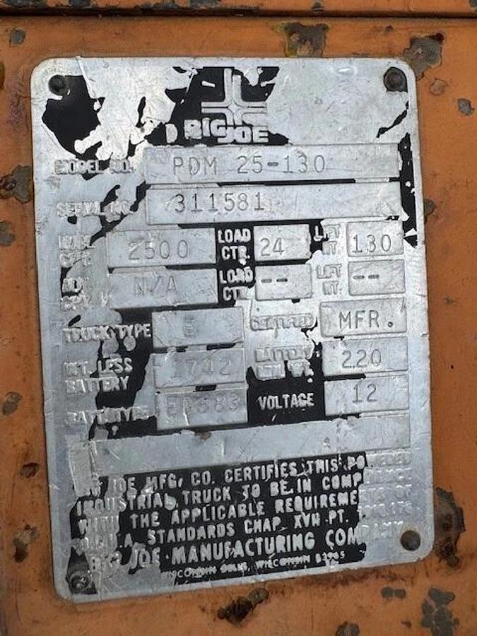 Big Joe PDM 25-130 Electric Walking Pallet Lift Truck, 2500 lbs Capacity