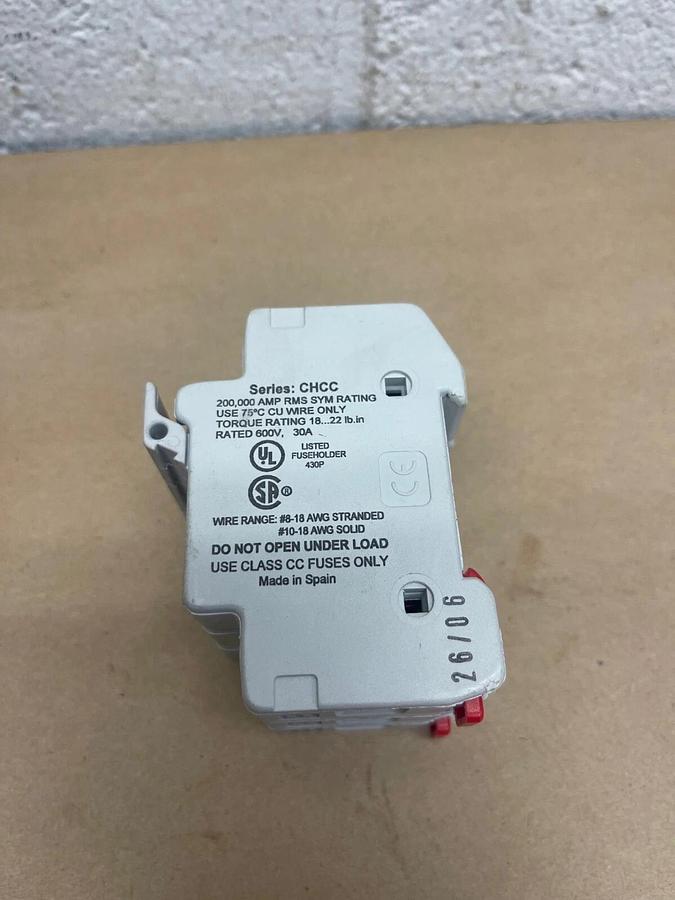 Used Cooper Bussmann CHCC3D Fuseholder, 3 Pole, 30 A, 600 V