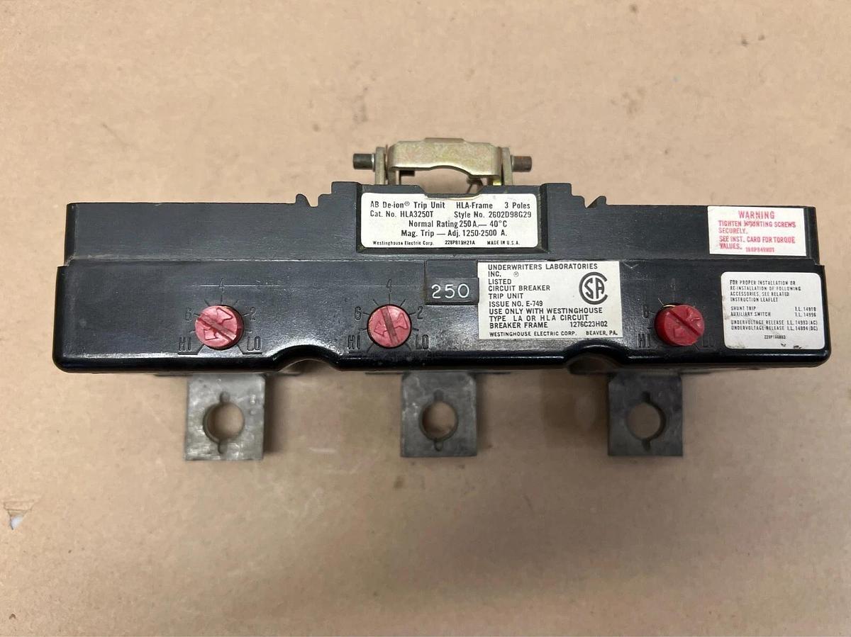 Used Westinghouse HLA3250T 3 Pole Circuit Breaker Trip Unit