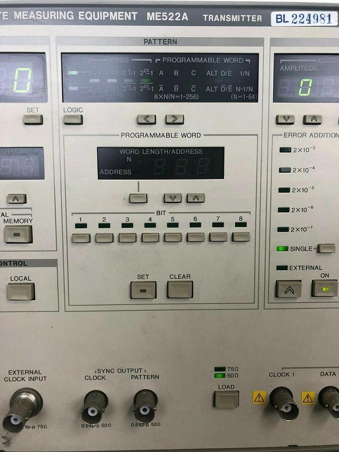 Used Arnitsu ME522A Error Rate Measuring Equipment. Receiver and Transmitter