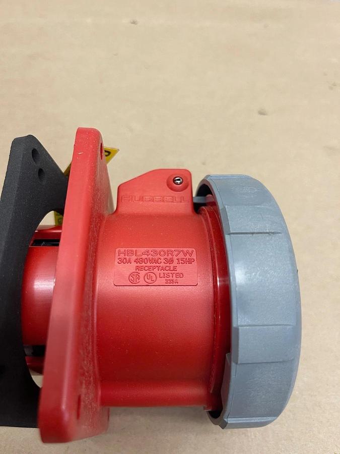 Used Hubbell HBL430R7W Pin & Sleeve Receptacle, 30A, 480VAC, 3 Phase
