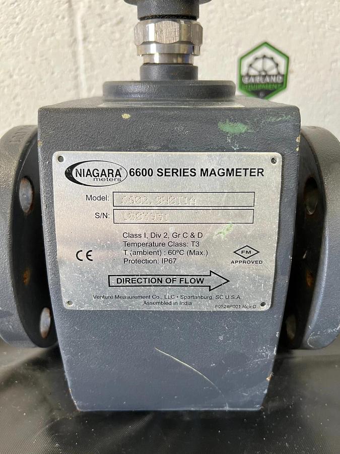 Used Niagara Meters 6602.0H0T1A Flow Meter, 6600 Series, 2” Line Size, 6” flange size