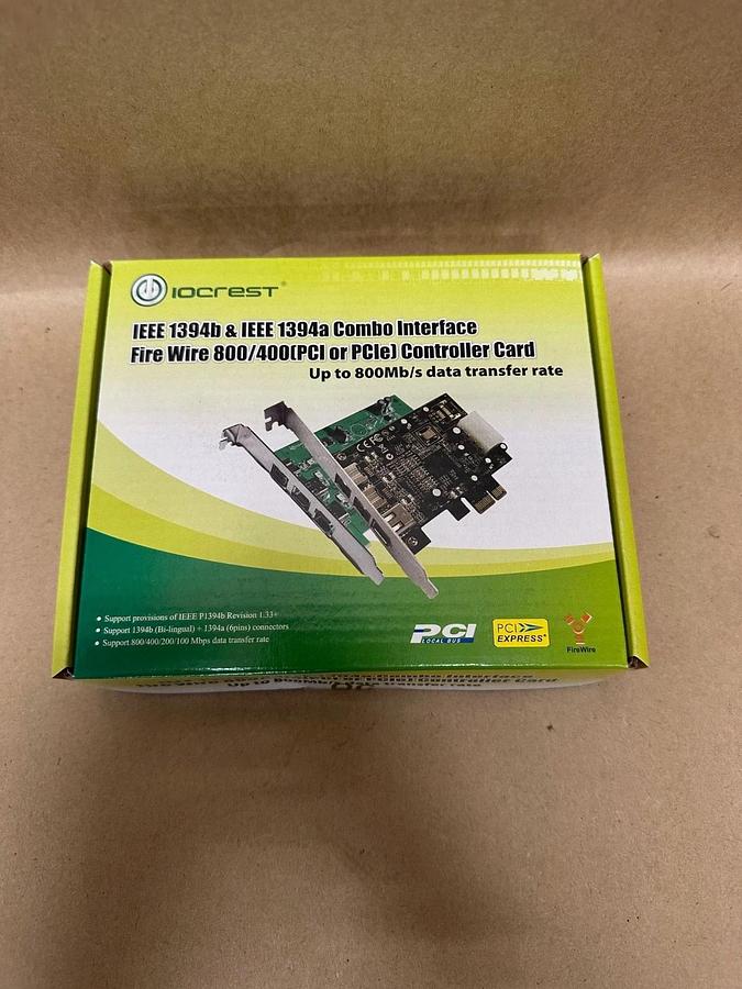 Used IOCREST SY-PEX30016 FireWire 800 Expansion Controller Card *FACTORY SEALED*