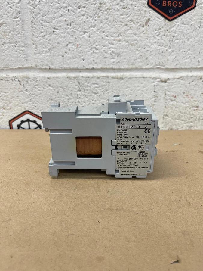 Used Allen-Bradley 100-C09Z*10 Contactor Series A, 600 V, 25 A - Lot of 3