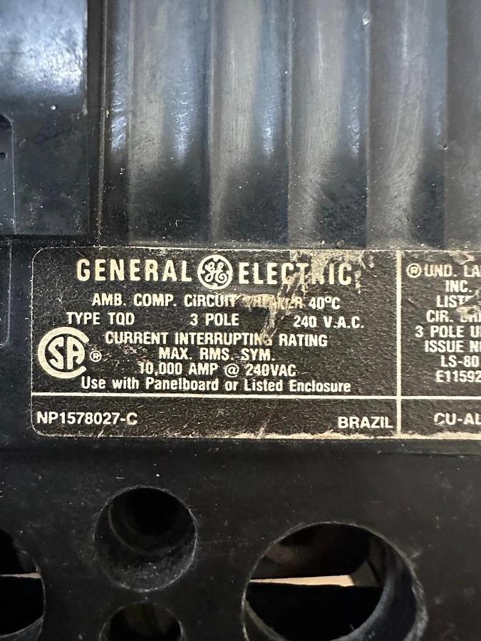 Used General Electric TQD 150A 3 Pole Circuit Breaker