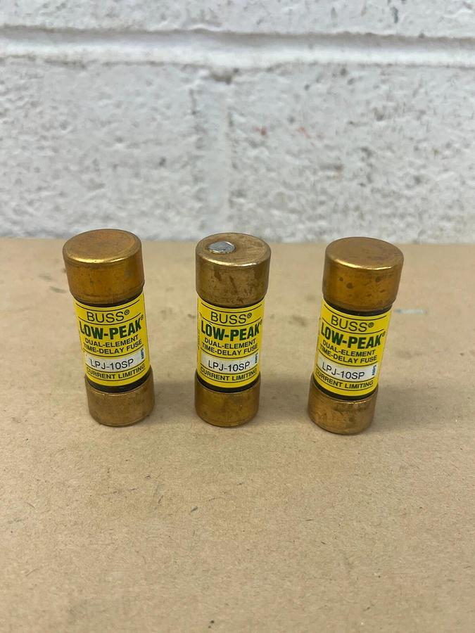 Used Buss LPJ-10SP Low-Peak Dual Element Time Delay Fuse - Lot of 3