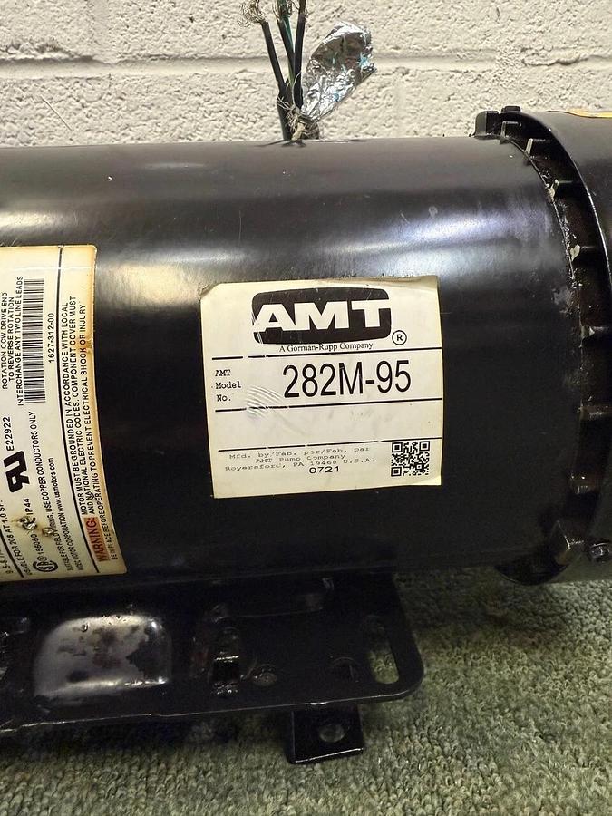 Used AMT 282M-95 Cast Iron Self Priming Centrifugal Pump w P63FKP-1648 Pump Motor 3Hp