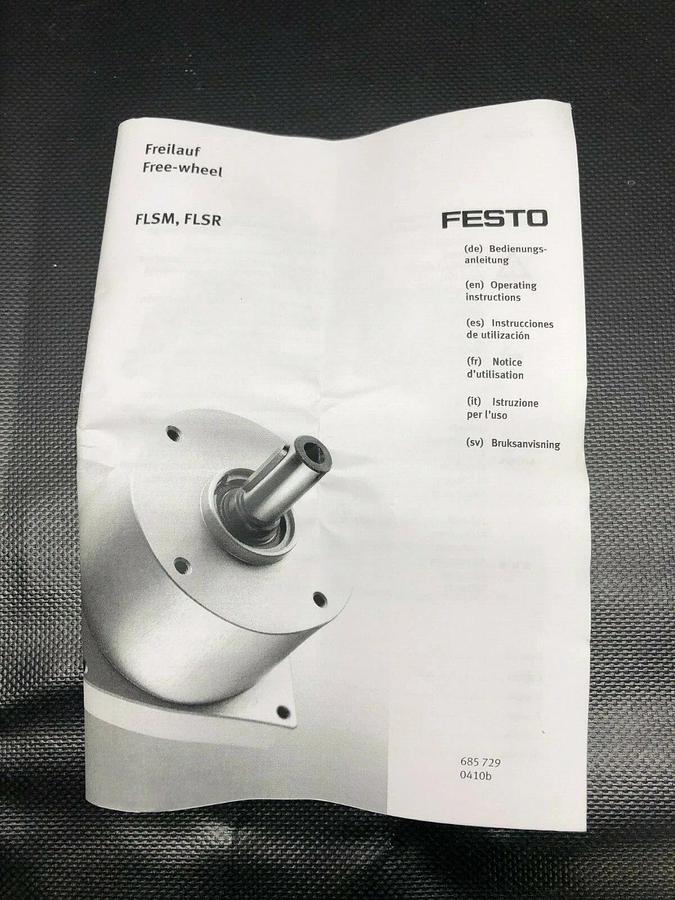 Used Festo Free Wheel Unit FLSM-25-L w/ Manual and Mounting Screws