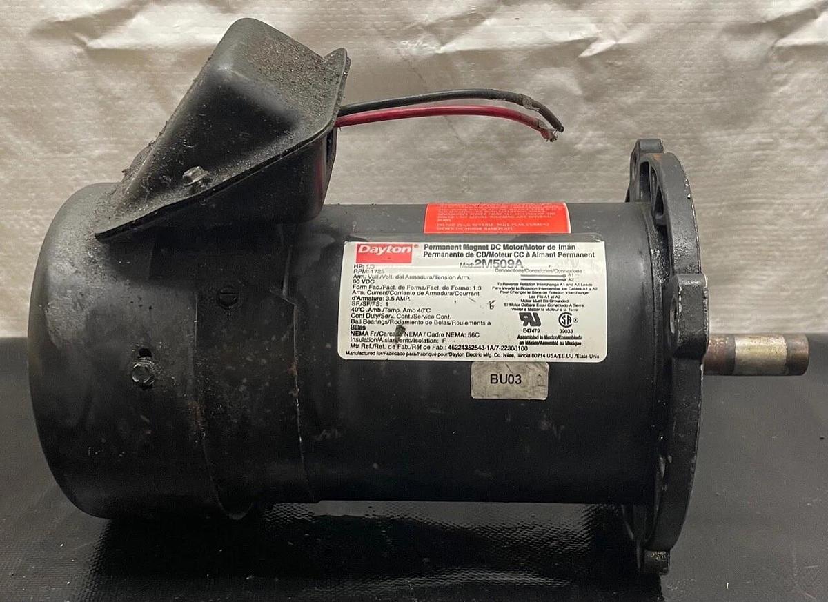 Used Dayton 2M509A Permanent Magnet Motor, 1/3 Hp, 1750 RPM, 90 VDC