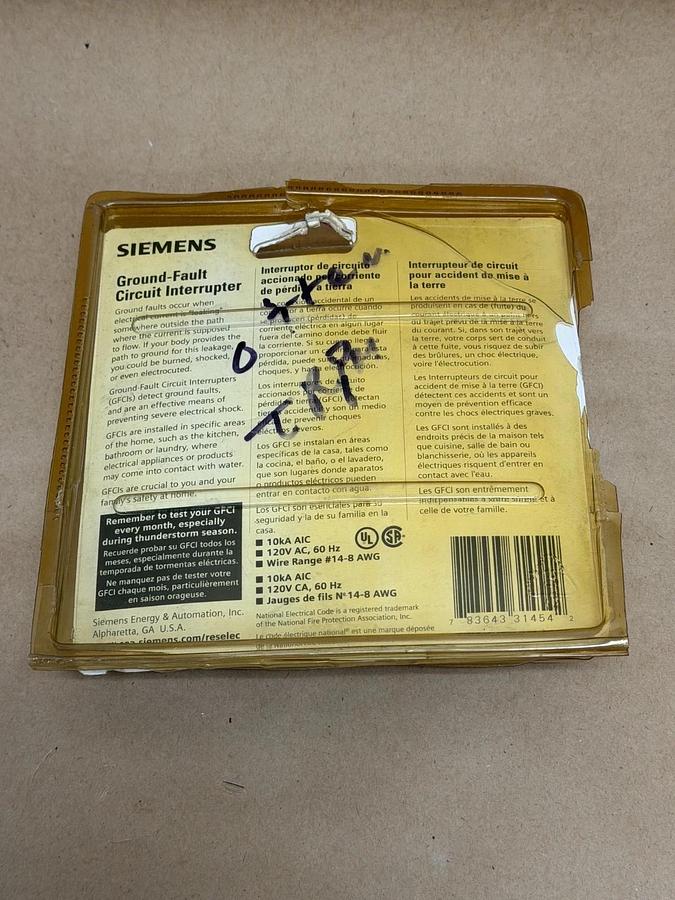 Siemens QF115P 15A, Ground-Fault Circuit Interrupter